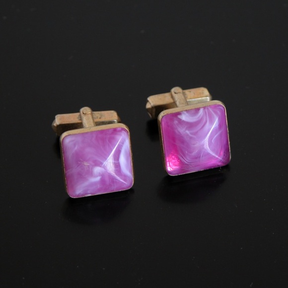Vtg Anson Lavender Lucite Cufflinks - Picture 2 of 4